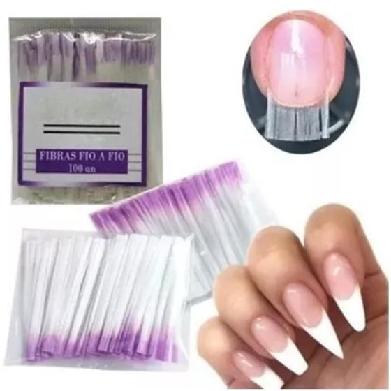 Imagem de Kit De 100 Fibras De Vidro Para Extensao De Manicure