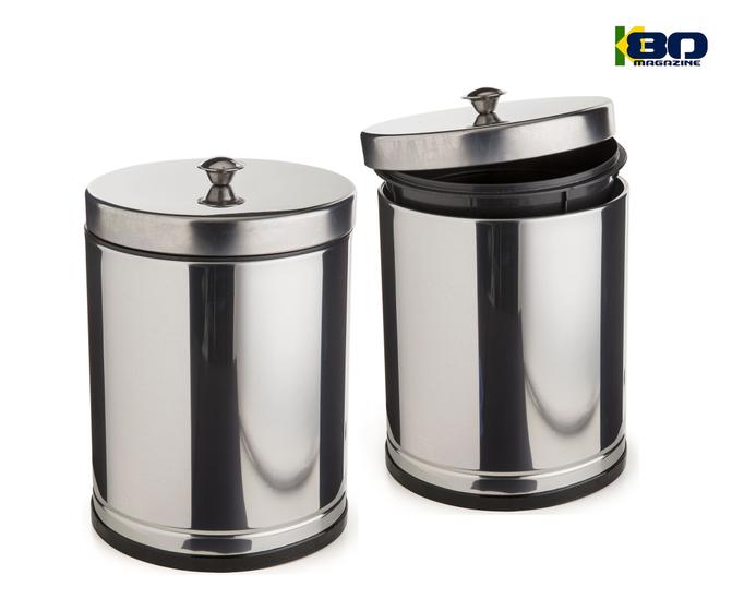 Imagem de Kit de 2 Cesto Lixo 4,5 Litros Pedal Inox Recipiente Interno Plastico Facil Limpar