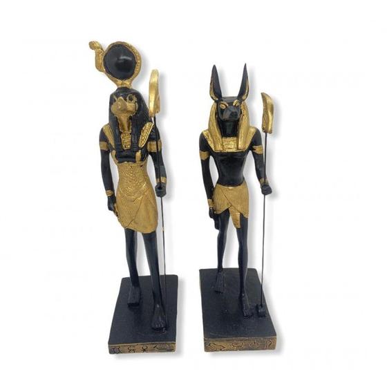 Imagem de Kit de 2 deuses Egípcios Rá e Anubis em Resina 25 cm