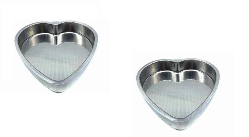 Imagem de Kit De 2 Forma Assadeira Para Bolo De Coração Em Alumínio Polido Grosso IF 35 N 22 e 28 cm