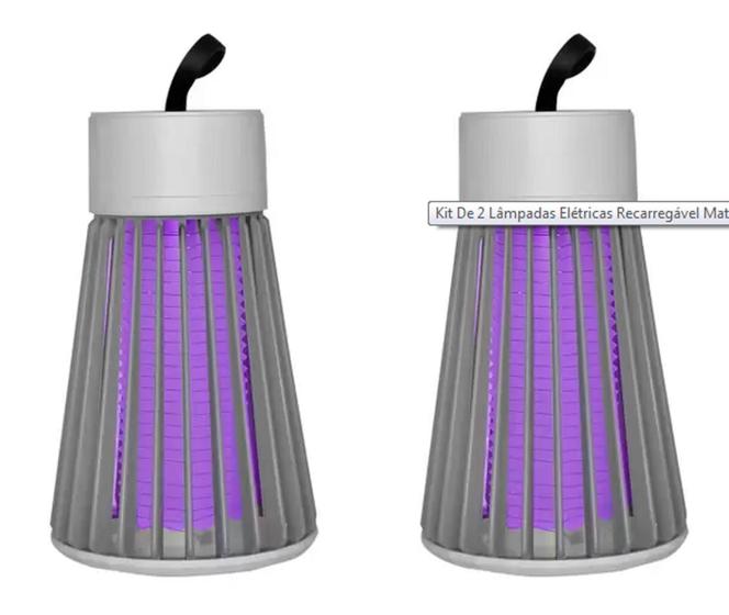 Imagem de Kit De 2 Lâmpadas Elétricas Recarregável Mata Insetos, Mosquito Pernelongo  Bivolt