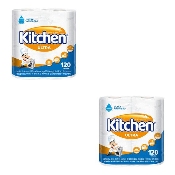 Imagem de Kit de 2 Pacotes de Papel Toalha para cozinha Kitchen com 2 rolos