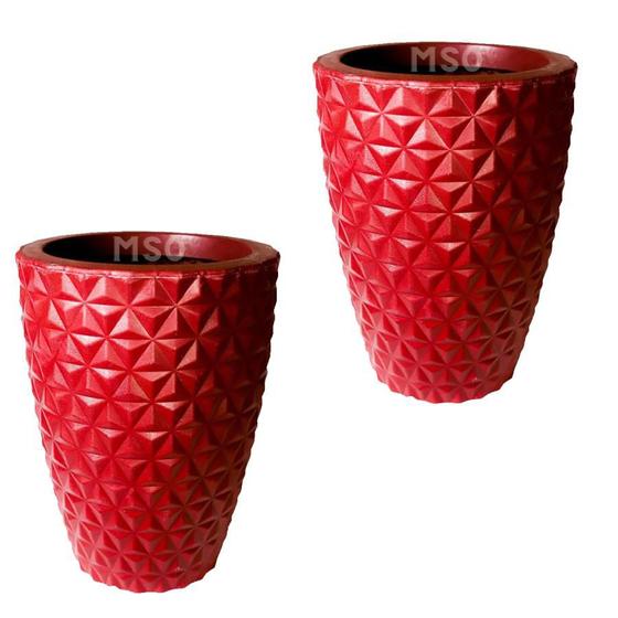 Imagem de Kit de 2 vaso para planta coluna redondo modelo diamante com efeito 3D decoração casa e jardim 58x36