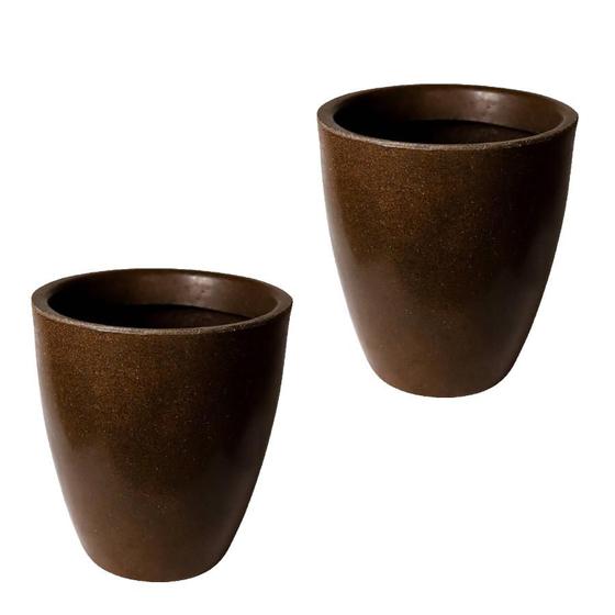 Imagem de Kit de 2 vasos coluna lisa brilhante em polietileno para decoração de jardim e casa de luxo 40x31