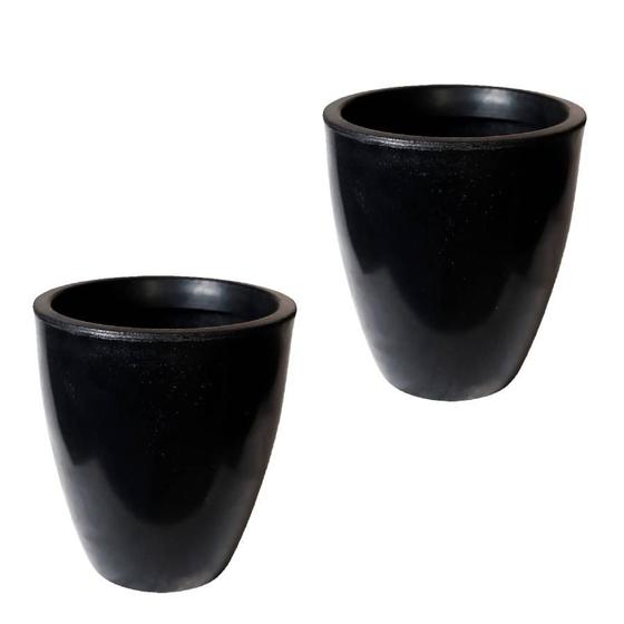 Imagem de Kit de 2 vasos coluna para planta brilhante lisa de polietileno para decoração de jardim e casa 49x33