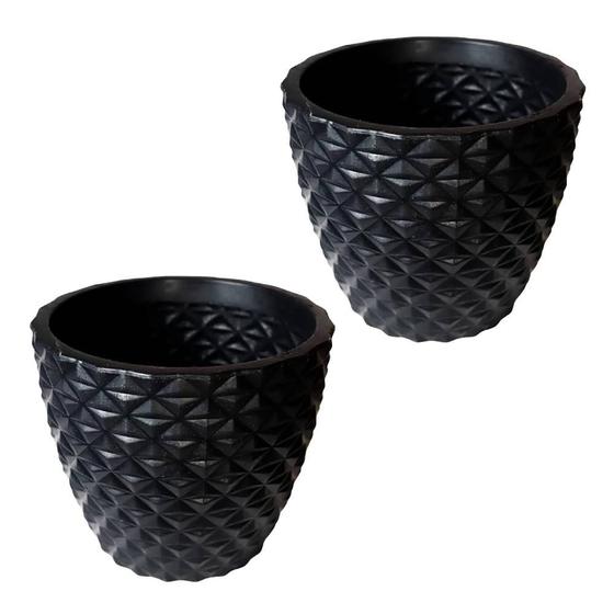 Imagem de Kit de 2 vasos cone 3D diamante em polietileno para decoração de jardim e casa de luxo 30X34