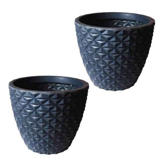 Imagem de Kit de 2 vasos cone modelo diamante 3D de luxo em polietileno com Proteção UV 34x41