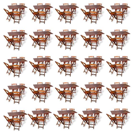 Imagem de Kit De 20 Conjuntos De Mesa Dobrável 70x110 Com 4 Cadeiras Imbuia - Tarimatã
