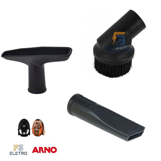 Imagem de Kit de 3 Bicos Fresta, Estofado e Redondo Escova Aspirador de Pó Arno Compacteo 