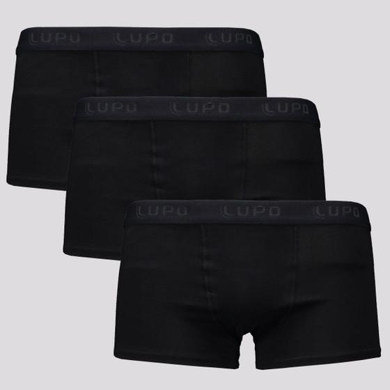 Imagem de Kit de 3 Cuecas Lupo Algodão Com Elastano Preta