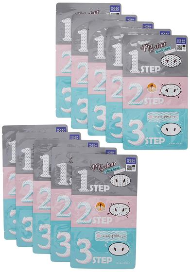 Imagem de Kit de 3 etapas HOLIKA HOLIKA Pig Clear Black Head 10 folhas