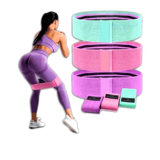 Imagem de Kit de 3 Faixas Elásticas para Exercícios com 3 Níveis de Resistência