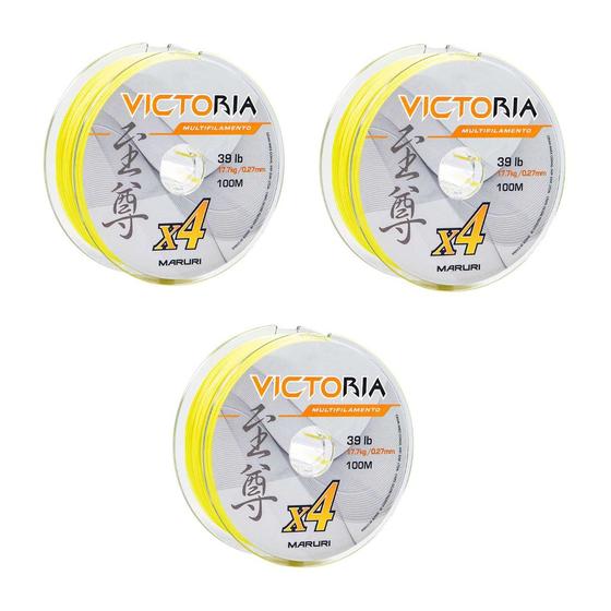 Imagem de Kit de 3 Linhas Victoria Para Pesca 4x de Qualidade Pescador Pescaria Pesqueiro Peixe Esportes