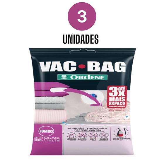 Imagem de Kit de 3 Saco À Vácuo Vac Bag Ordene Jumbo 100x110cm