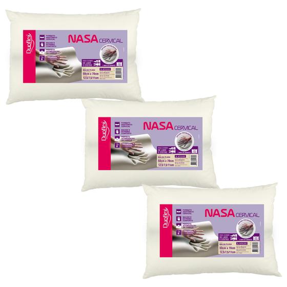 Kit de 3 Travesseiros Viscoelástico Nasa Cervical - Duoflex Imagem de Kit de 3 Travesseiros Viscoelástico Nasa Cervical