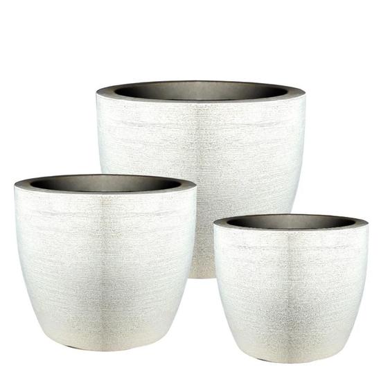 Imagem de Kit de 3 vasos cone decorativos modelo grafiato de luxo em polietileno 3 tamanhos