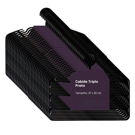 Imagem de Kit de 30 Cabides Multiuso com 3 Divisórias Para Roupa/Calça/Bermuda 37x32 cm