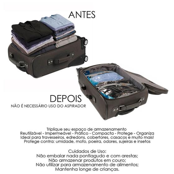 Imagem de Kit de 4 Sacos para Armazenagem a Vácuo Trip Bag Impermeável Para Viagem 60 x 40 cm