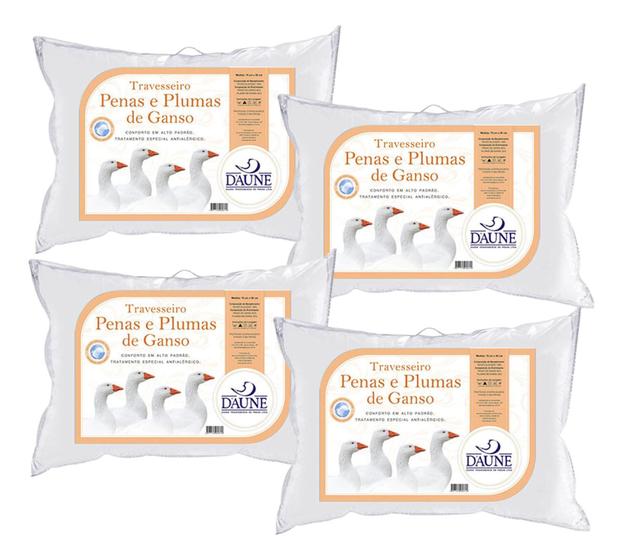 Imagem de Kit de 4 Travesseiros de Penas e Plumas - Médio