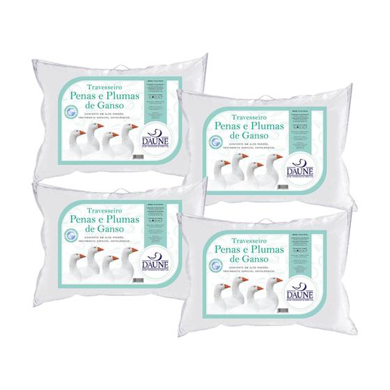 Imagem de Kit de 4 Travesseiros Para Casal - Penas com Plumas
