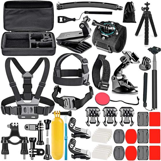 Imagem de Kit de 50 Acessórios para Câmeras GoPro, Insta360, Akaso e DJI Osmo (Hero 11/10/9/8/7/6/5/4 Max)