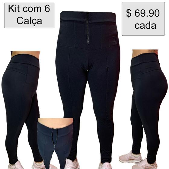 Imagem de Kit De 6 Calça Lipo Legging Power Da Modas Suplex Poliéster