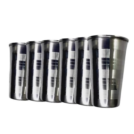 Imagem de Kit De 6 Copos Inox 250Ml Ideais Para Cerveja, Água E Suco