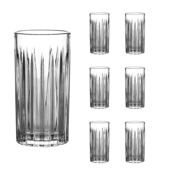 Imagem de Kit de 6 Copos Vidro Cristal Retrô Soho Long Drink 350ml