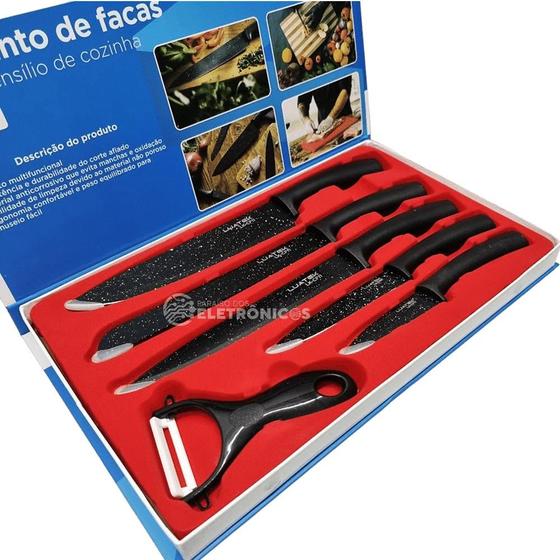 Imagem de Kit De 6 Facas Churrasco Profissional Antiaderente Resistente Alta Qualidade LKCF11