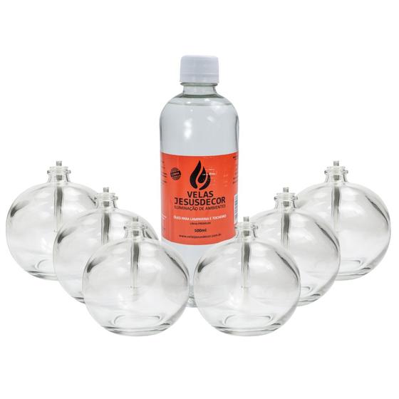 Imagem de Kit De 6 Lamparinas 100ml Com 2 Fluidos Sem Cheiro Com Pavio