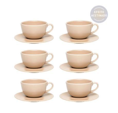 Kit de 6 Xícaras com Pires Unni Merengue Menor preço em Kit de 6 Xícaras com Pires Unni Merengue