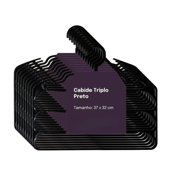 Imagem de Kit de 9 Cabides Multiuso com 3 Divisórias Para Roupa/Calça/Bermuda 37x32 cm