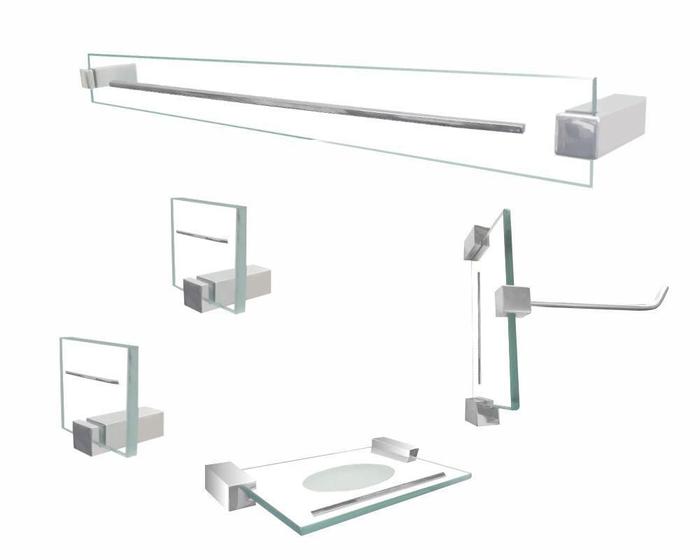 Imagem de Kit De Acessório Para Banheiro Com Kit Cabide 702Ex 5 Peças