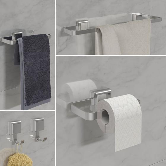 Kit De Acessórios Para Banheiro 5 Peças Luxo Com 2 Cabides Menor preço em Kit De Acessórios Para Banheiro 5 Peças Luxo Com 2 Cabides