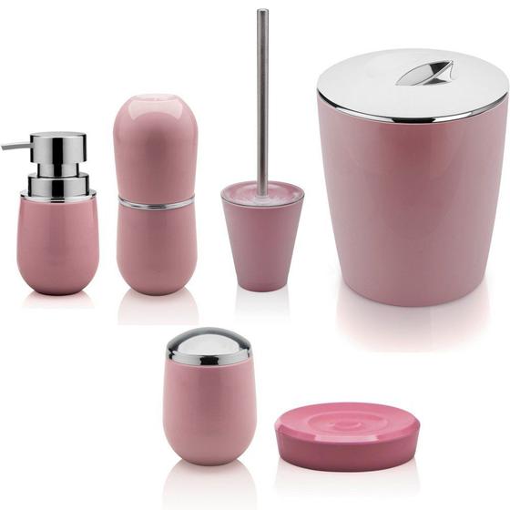 Imagem de Kit De Acessórios Para Banheiro 6 Peças Luxo - Rosa