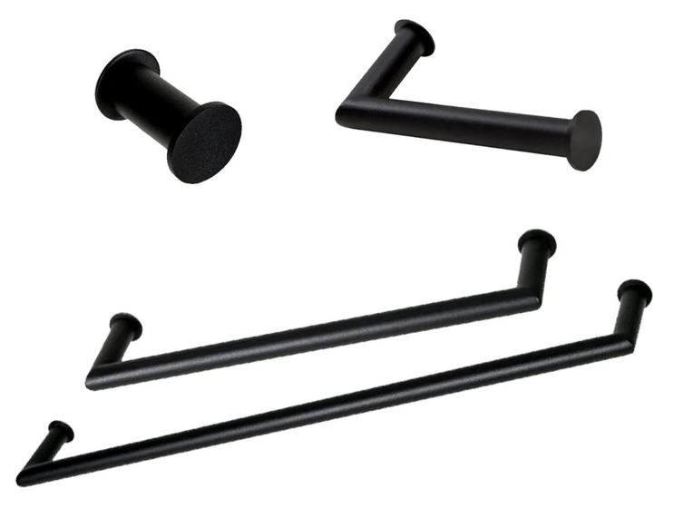 Imagem de Kit de Acessórios Para Banheiro com 4 Peças em Aço Inox Black Matte Preto Fosco  Stainless