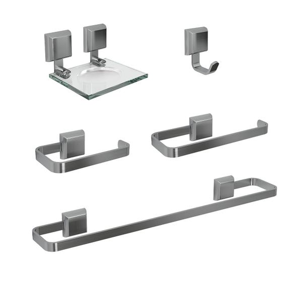 Kit De Acessórios Para Banheiro Linha Luxo Quadrado 5 Peças Menor preço em Kit De Acessórios Para Banheiro Linha Luxo Quadrado 5 Peças