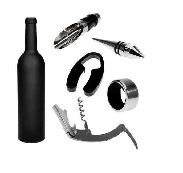 Imagem de Kit De Acessórios Para Vinho Com 5 Peças E Garrafa Estojo Exclusivo