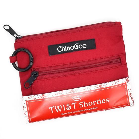 Imagem de Kit de Agulhas Circulares Intercambiáveis para Tricô 12 Agulhas Twist Shorties Red Lace - ChiaoGoo