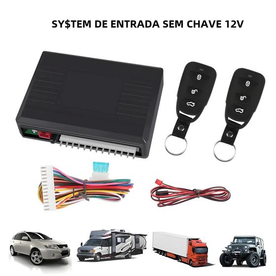 Imagem de Kit de Alarme para Carro com Controle Remoto - Trava Central e Sistema Keyless