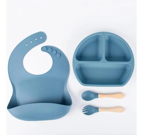 Imagem de Kit De Alimentação Infantil Bebê Em Silicone Com Ventosa 4pc