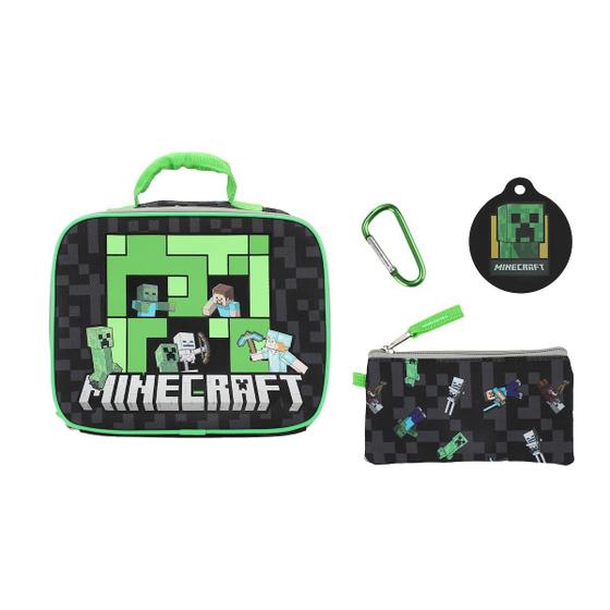 Imagem de Kit de almoço Bioworld Minecraft Creeper com etiqueta de alerta de alergia