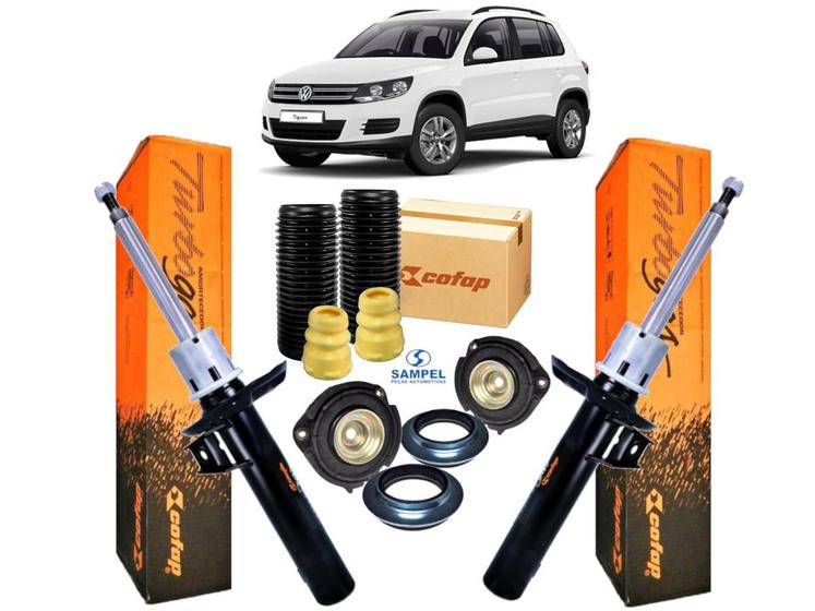 Imagem de Kit de Amortecedores e Batentes Dianteiros COFAP + 2 Coxins Com Rolamento SAMPEL Volkswagen Tiguan