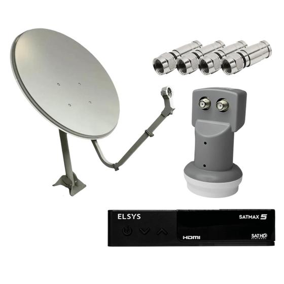 Imagem de Kit de antena + receptor + conector rg59 +lnbf duplo