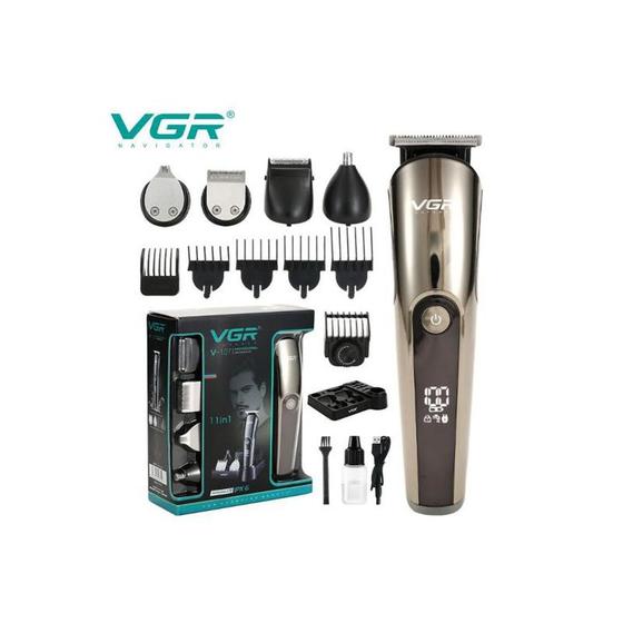 Imagem de Kit de Aparador de Barba e Cabelo 11 em 1 VGR V 107 com Visor LCD