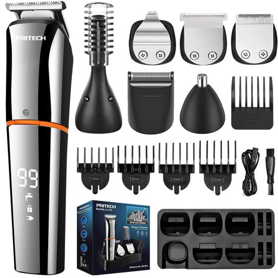 Imagem de Kit de aparador de barba PRITECH 6 em 1 para homens à prova d'água IPX6