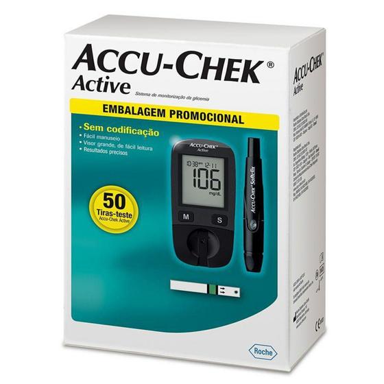 Imagem de Kit de Aparelho de Glicose Accu-Chek Active +50 Tiras - Roche