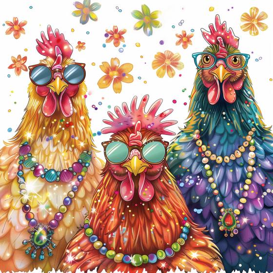 Imagem de Kit de arte Diamond Eiflow Chicken Rooster com óculos para adultos