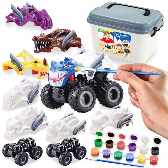 Imagem de Kit de artesanato JOYIN Construa e pinte seus próprios Monster Car Kids