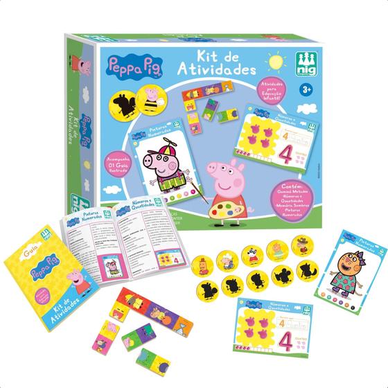 Imagem de Kit de Atividades Educação Infantil Peppa Pig Jogo Memória Pintura Dominó Cordenação Brinquedo Educativo - Nig 0527